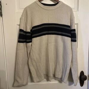 Aeropostale Vintage 90s Y2K Tan Sweater With Wide Band Stripes‎  Medium